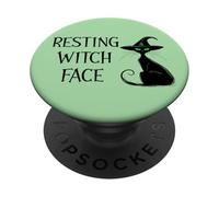 Resting Witch Face Black Cat Halloween Witch Cat Witchy Cat PopSockets PopGrip Adhesivo