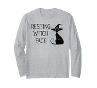 Resting Witch Face Black Cat Witchy Cat Halloween Witch Cat Manga Larga