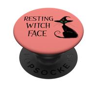 Resting Witch Face Black Cat Witchy Cat Halloween Witch Cat PopSockets PopGrip Adhesivo