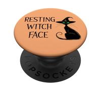 Resting Witch Face Halloween Black Cat Witchy Cat Orange Cat PopSockets PopGrip Adhesivo
