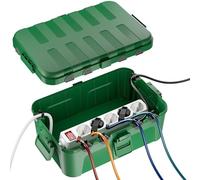 RESTMO Caja de Protección Extra Grande de Enchufe para Cable de Extensión, 32x22x13 cm, Caja de Cables Eléctrica Impermeable IP54 para Exteriores, Accesorios para Electricidad, Verde