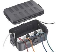RESTMO Caja de Protección Extra Grande de Enchufe para Cable de Extensión, 32x22x13 cm, Caja de Cables Eléctrica Impermeable IP54 para Exteriores, Accesorios para Electricidad, Gris
