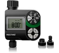 RESTMO Temporizador de agua, temporizador de manguera de riego con retardo de lluvia/sistema de riego manual/automático para grifo al aire libre, aspersor de jardín, patio y césped