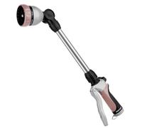 RESTMO Varilla de riego de metal para jardín, 42 cm de largo, ducha de jardín con mango, cabezal giratorio de 180°, alcachofa con control de flujo, 7 imágenes de pulverización, varita mágica para