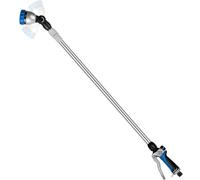 RESTMO Varilla telescópica larga para riego de 92 - 152 cm, ducha de jardín de metal con cabezal giratorio de 180°, 7 patrones de pulverización, control de flujo, varita mágica de riego para cestas