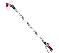 RESTMO Varilla telescópica larga para riego de 92 - 152 cm, ducha de jardín de metal con cabezal giratorio de 180°, 7 patrones de pulverización, control de flujo, varita mágica de riego para cestas