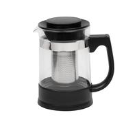 RESTO 90512 - Tetera con colador - Tetera elegante y elegante hecha de vidrio de borosilicato resistente al calor con mango y base de plástico resistente, filtro de acero inoxidable (tetera de 950 ml)
