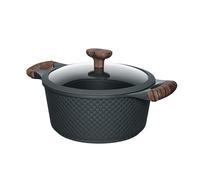 RESTO 93903 - Olla con tapa de cristal (24 cm de diámetro, 4,2 L, antiadherente, para inducción, en caja de regalo), color negro