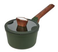 RESTO Cacerola antiadherente de 1,4 l, con tapa de cristal, 16 cm, con borde de silicona y desagües de doble cara, olla de aluminio, cacerola para leche, para todo tipo de fuegos, también para