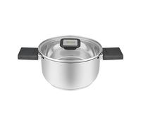 RESTO Olla de acero inoxidable 18/10, diámetro de 16 x 9,0 cm, con asas plegables, para inducción, olla con tapa de cristal resistente al calor y escala de medición en caja de regalo de 1,6 l