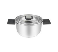 RESTO Olla de acero inoxidable 18/10, diámetro de 18 x 10,0 cm, con asas plegables, para inducción, olla con tapa de cristal resistente al calor y escala de medición en caja de regalo de 2,5 L