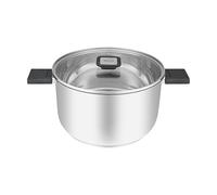 RESTO Olla de acero inoxidable 18/10, diámetro de 24 x 14,0 cm, con asas plegables, para inducción, olla con tapa de cristal resistente al calor y escala de medición en caja de regalo, 5,8 L