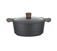 RESTO Olla de aluminio fundido para todo tipo de fuegos, con tapa de cristal resistente al calor y mango suave, en caja de regalo / (28 cm, altura = 12,5 cm)