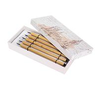 Restokki 5pcs Dip Pen Manga Calligraphy Boxed Vintage Bamboo Drawing Kit Suministros escolares (Juego de punta de lápiz de cabeza plana)