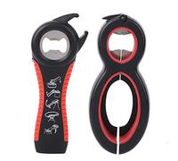 Restokki Abrebotellas multifunción 5 en 1, kit de abridor de latas, utensilio de cocina para uso doméstico, negro y rojo