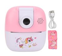 Restokki Câmera de impressão instantânea 24MP de 180 graus Lente de rotação 1080p Câmera Digital Selfie com jogadores de música 1 Papel de impressão para Rosa ao ar Livre