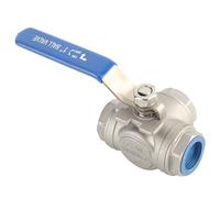 Restokki Stainless Steel SUS304 Pipe Ball Valve Three Way L Type Female Thread 1 Inch DN25