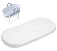 Restorology Colchón ovalado de doble cara para moisés, hipoalergénico, compatible con Tommee Tippee Sleepee, Mamas & Papas, funda extraíble (74 x 28 x 4 cm)
