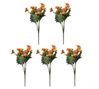 Restos de crisantemo de seda de 35 cm, flores artificiales realistas para decoración de patio, arreglos florales sintéticos resistentes a la intemperie en 5 colores vibrantes (naranja)