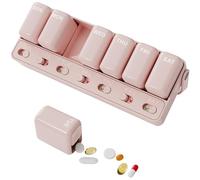 Restree Organizador semanal de pastillas, pastillero de viaje de 7 días, organizador de medicamentos diario, pastillero portátil para vitaminas, aceite de pescado/suplementos, recordatorio de