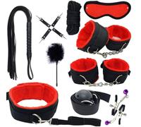 Restricciones de Cama Adultos Sexuales Kit Bondged para Parejas Amarres Sexuales para Adultos Parejas Debajo de la Cama King Puños de Pierna de Mano Tobillo Muñeca Correas de Marco(Red)