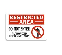 Restricted Area - Letrero de metal de aluminio con texto en inglés "Do Not Enter, Authorized Personnel Only", 5.5 x 8 pulgadas, decoración de pared, uso en interiores y exteriores