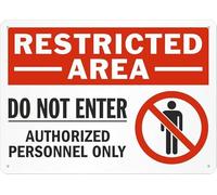 Restricted Area - Letrero de metal de aluminio con texto en inglés "Do Not Enter, Authorized Personnel Only", 8 x 12 pulgadas, decoración de pared, uso en interiores y exteriores