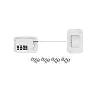 Restrictor de ventana, restricción de longitud de cable de 20 cm bloqueable, bloqueo de ventanas de contraseña de cuatro grises, evita lesiones, robo, bloqueo de ventana duradero (blanco)