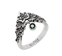 Restyle Anillo de hiedra envenenada, cristal verde esmeralda, joyería botánica gótica, K, Latón plateado y cristal, Sin piedra preciosa