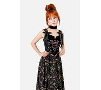 Restyle Enchanted Encounters - Top de corsé gótico de Terciopelo Negro con Cordones y Estampado de Serpiente, Floral, Talla S