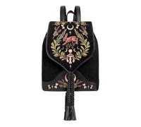 Restyle Mochila Hare Moon - Bolso tipo cartera vegano bordado con solapa con borlas