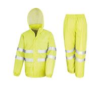 Result Traje de Agua/Conjunto Lluvia Alta Visibilidad con Bandas Reflectantes - 2 Piezas (Pantalón y Chaqueta) - Impermeable (2.000 mm) y Resistente al Viento - Color: Amarillo Fluorescente (XL)