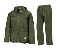 Result Traje de lluvia para hombre compuesto por chubasquero y pantalón de lluvia, impermeable, M, verde oliva