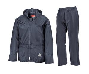 Result Traje de lluvia para hombre compuesto por chubasquero y pantalón de lluvia, impermeable, talla L, azul marino, azul marino, L