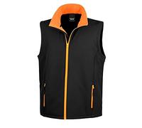 Resultado R232 m imprimible Chaleco Softshell para Hombre, Unisex, Color Negro/Naranja, tamaño XL