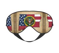 Resumen Bandera del Estado de Dakota del Norte Map02 Impresión Mascarilla para dormir Máscara de ojos sedosa Máscara para ojos para mujeres hombres para viajar Relajación del sueño