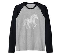 Resumen Caballo de una línea I Dibujo a Mano boceto Camiseta Manga Raglan