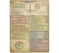 Resumen de conocimientos de ECG Letreros de hojalata Guía de interpretación de ECG vintage para atención primaria Pósteres Guía de referencia para clínicas, hospitales y oficinas Placa decorativa de