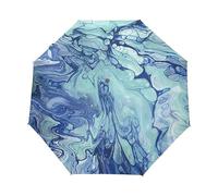 Resumen De Mármol Azul Paraguas Plegable Automático Paraguas de Viaje Mujer Niño Niña Protección UV Resistencia Viento Impermeable