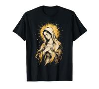 Resumen Orando Virgen María Católica Devocional Icono Sagrado Camiseta