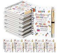 Resurhang 12 Sets Housekeeping W ppreciation Gifts Bulk Spiral Notebook and Housekeeper Thank You Bamboo Pens with Sticky Tags for Staff House Cleaner Custodian Staff Employees