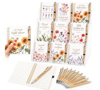 Resurhang 18 Sets Christian Gifts for Women Bulk Bible Spiral Notebooks with Bamboo Pens Floral Journal Inspirational Scripture Religious Notepad for Church Employees Colleague Bible Study Supplies