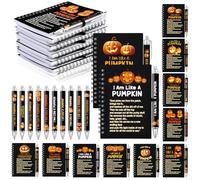 Resurhang 20 Pcs Halloween Jack-O-Lantern Pumpkin Christian Scripture Gifts A6 Spiral Christian Notebook and Bible Ballpoint Pen Religious Scripture Prayer Journal for Party Gifts Supplies