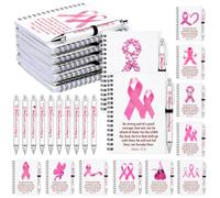 Resurhang 20 Pcs Pink Ribbon Breast Cancer Awareness Christian Scripture Gifts A6 Spiral Christian Notebook and Bible Ballpoint Pen Religious Scripture Prayer Journal for Party Gifts Supplies