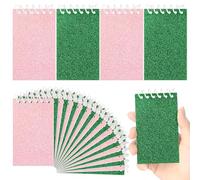 Resurhang 24 mini blocs de notas rosas y verdes a granel, recuerdos de fiesta de mago mágico, cubierta con purpurina, cuadernos en espiral, recuerdos de fiesta de princesa y bruja, regalos de fiesta