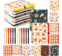 Resurhang 24 Sets Fall Gifts Bulk Thanksgiving Gifts Friendsgiving Gift A6 Notebooks with Autumn Pens Set for Coworker Friends Party Favors Employees (Classic)