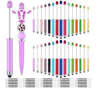 Resurhang 30 lápices capacitivos de plástico con cuentas 2 en 1, lápiz capacitivo de tinta negra con punta para hacer regalos para niños, estudiantes, suministros escolares de oficina (lápiz)