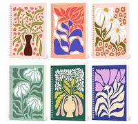 Resurhang 6 Pcs Floral Spiral Notebook Bulk for Women College Ruled Paper 8.3x5.5 Inch Cute Journal/notebook Lined Pages, 50 Sheets Per Spiral Lined Notebook for Work, Note Taking, Writing Journal