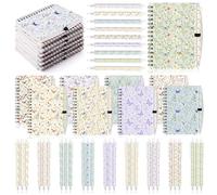 Resurhang 9 Sets Butterfly A6 Spiral Notebooks Sets Butterfly Floral Mini Notepad withFlower Ballpoint Pens Office Accessories Gifts for Teacher Classroom Rewards School Supplies Employee Nurse