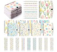 Resurhang 9 Sets Candy Pastel A6 Spiral Notebooks Sets Sweet Mini Notepad with Candy Floral Ballpoint Pens Office Accessories Gifts for Teacher Classroom Rewards School Supplies Employee Nurse